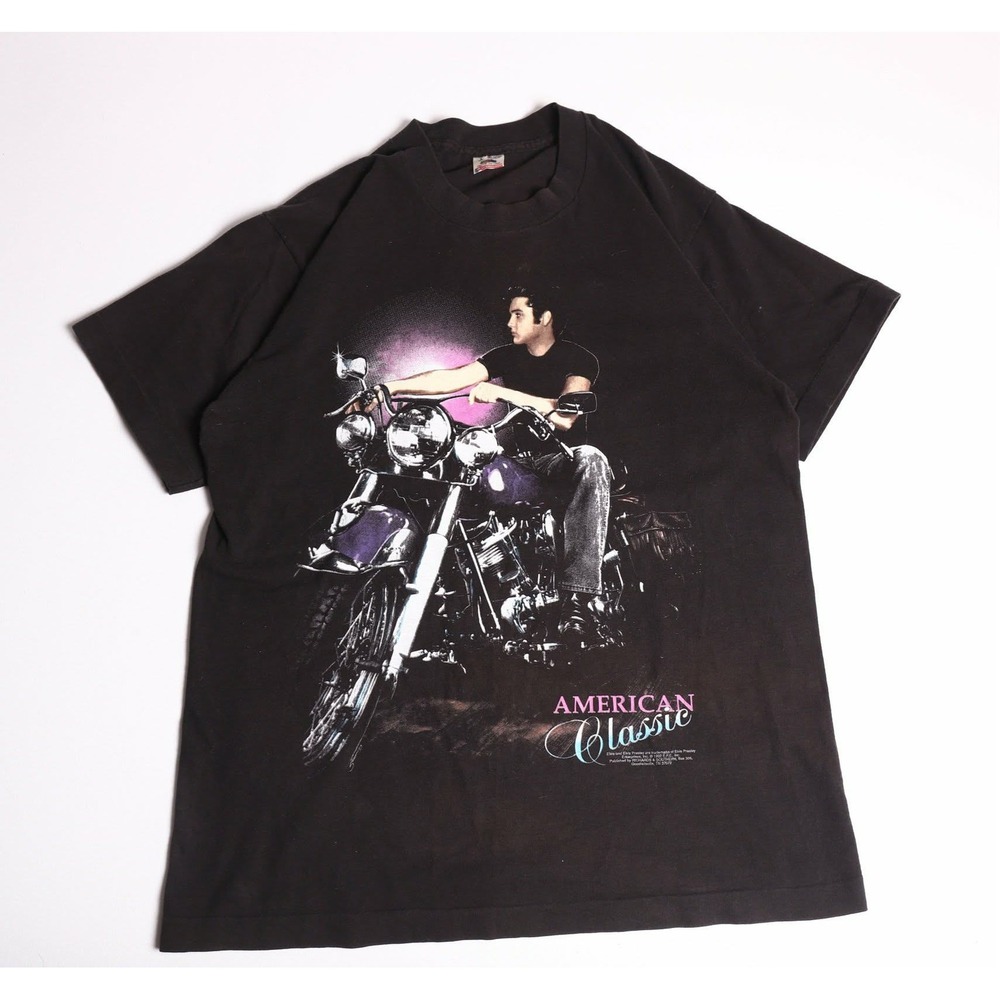 Vintage 1992 Elvis Presley American Classic T-Shirt Black L Motorcycle 90s USA